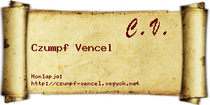 Czumpf Vencel névjegykártya